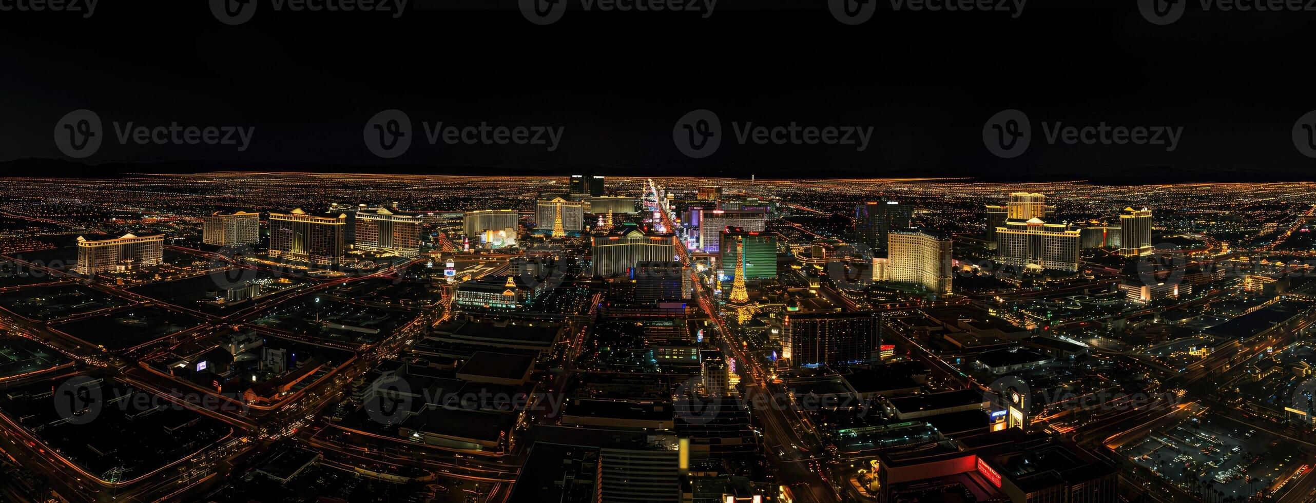 The view from the top of the las strip at night photo