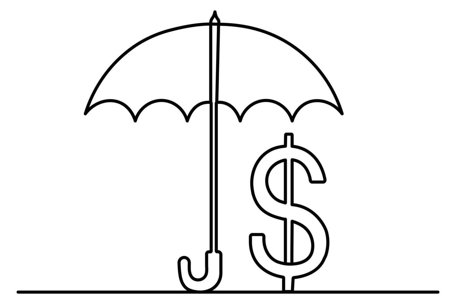 Dollar icon continuous one line drawing and isolated outline illustration vector