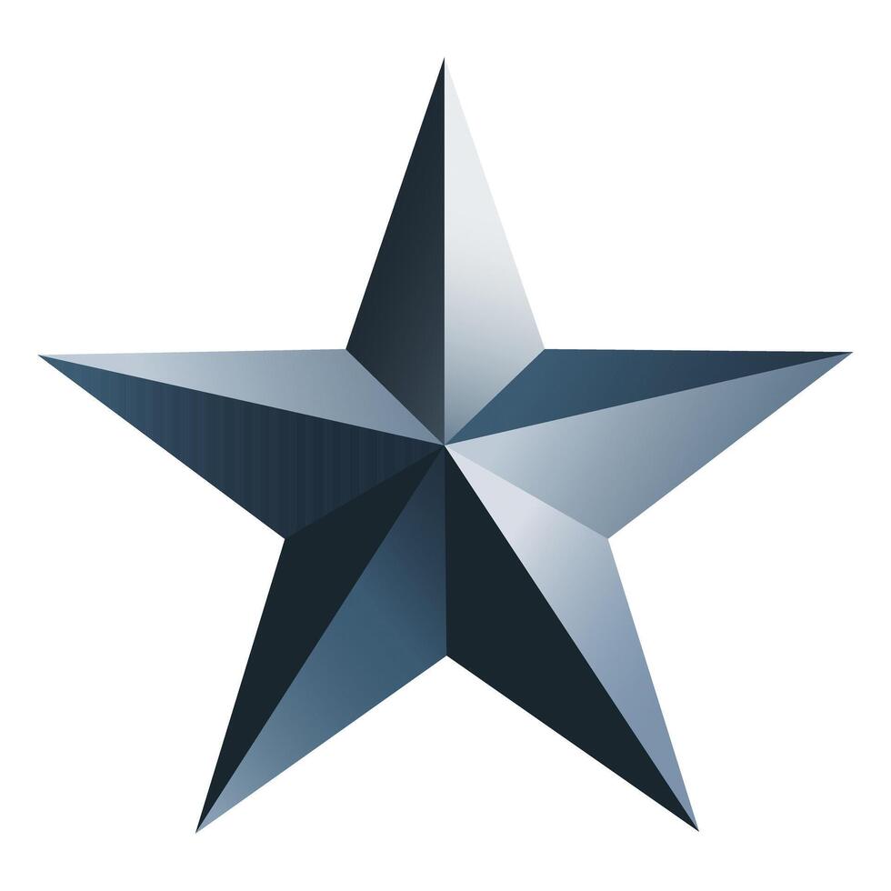 Blue 3d shining star. illustration Blue 3d star icon illustration Isolated on white background vector