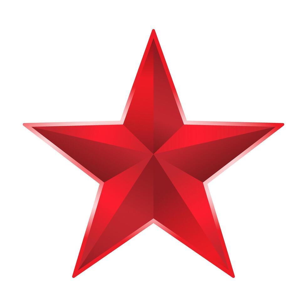 Red star 3d icon on white background. Element 9maya illustration vector