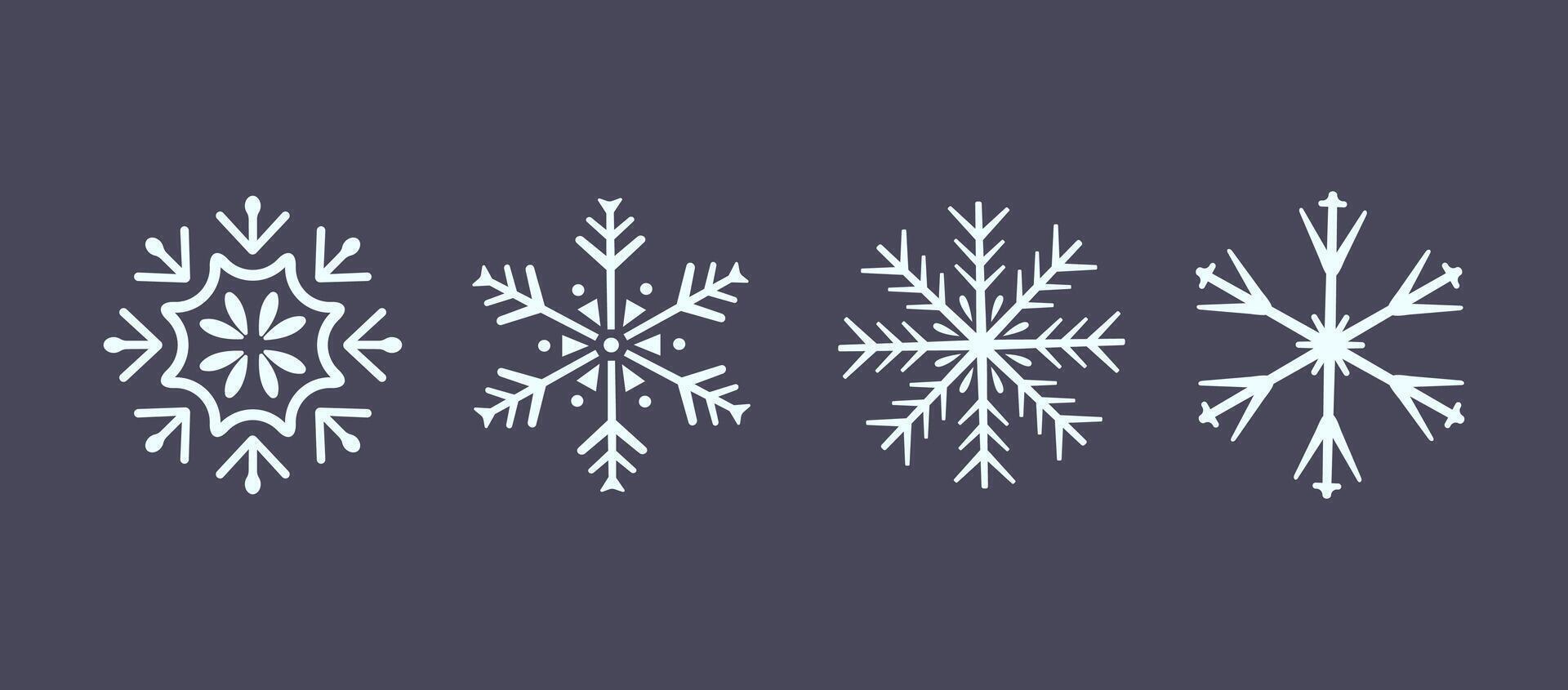 Set of cute snowflake icons on isolated background New Year vector
