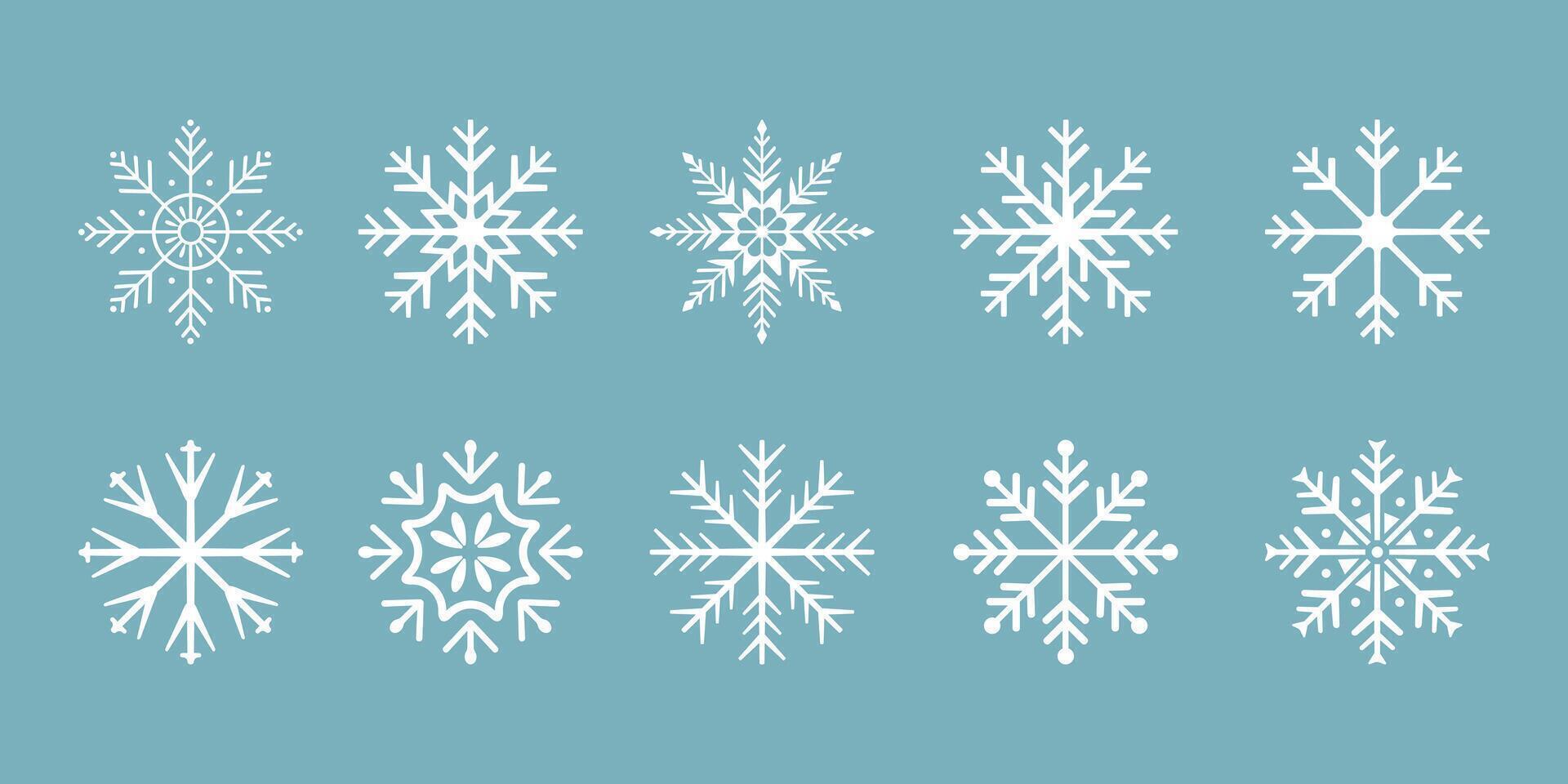 Set of cute snowflake icons on isolated vector