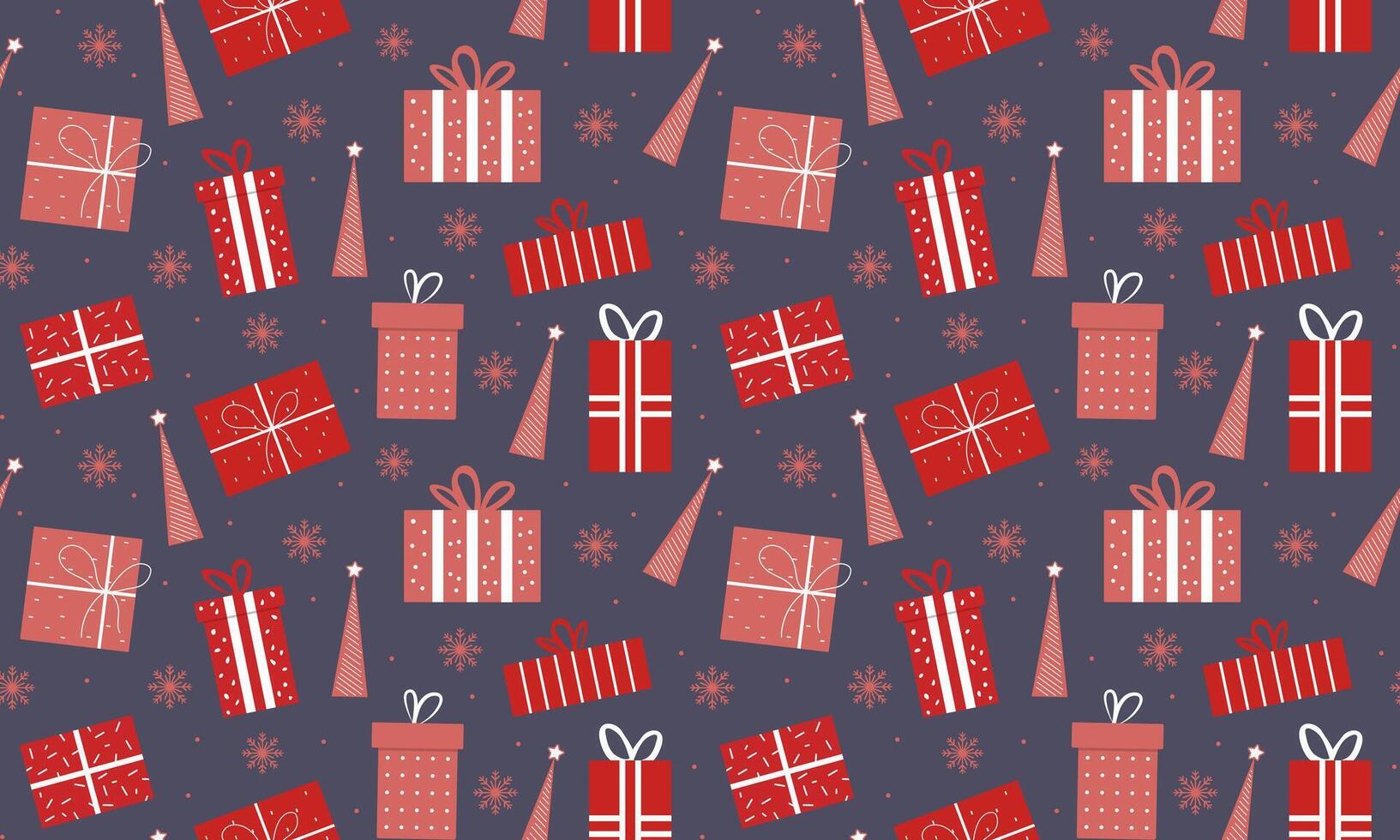 Seamless pattern of gift box icons in red colour. Gifts and presents template for wrapping paper, nativity fabric, gift wrapping vector