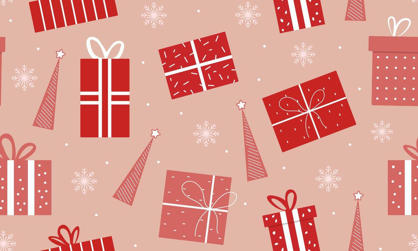 Seamless pattern of gift box icons in red colour vector