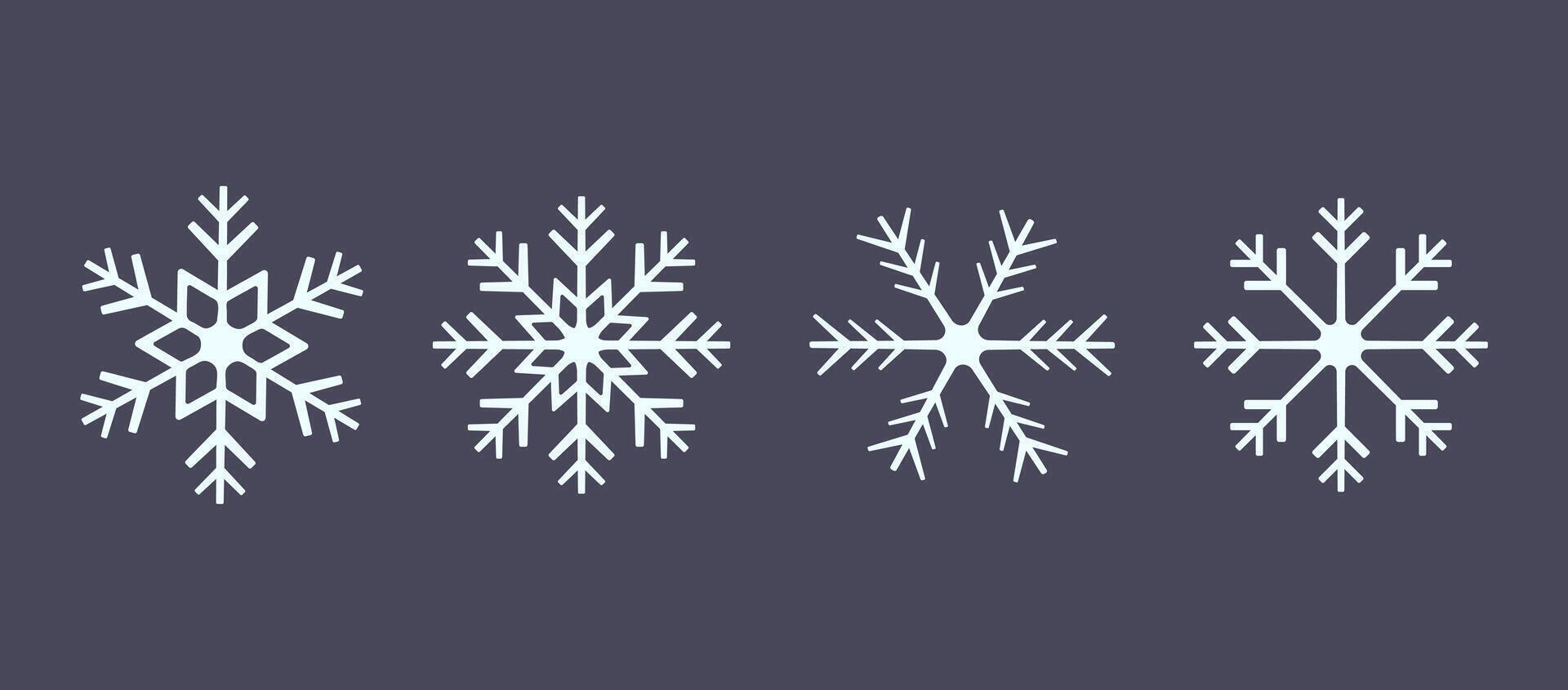 Set of cute snowflake icons on isolated background New Year ornament Symbols vector