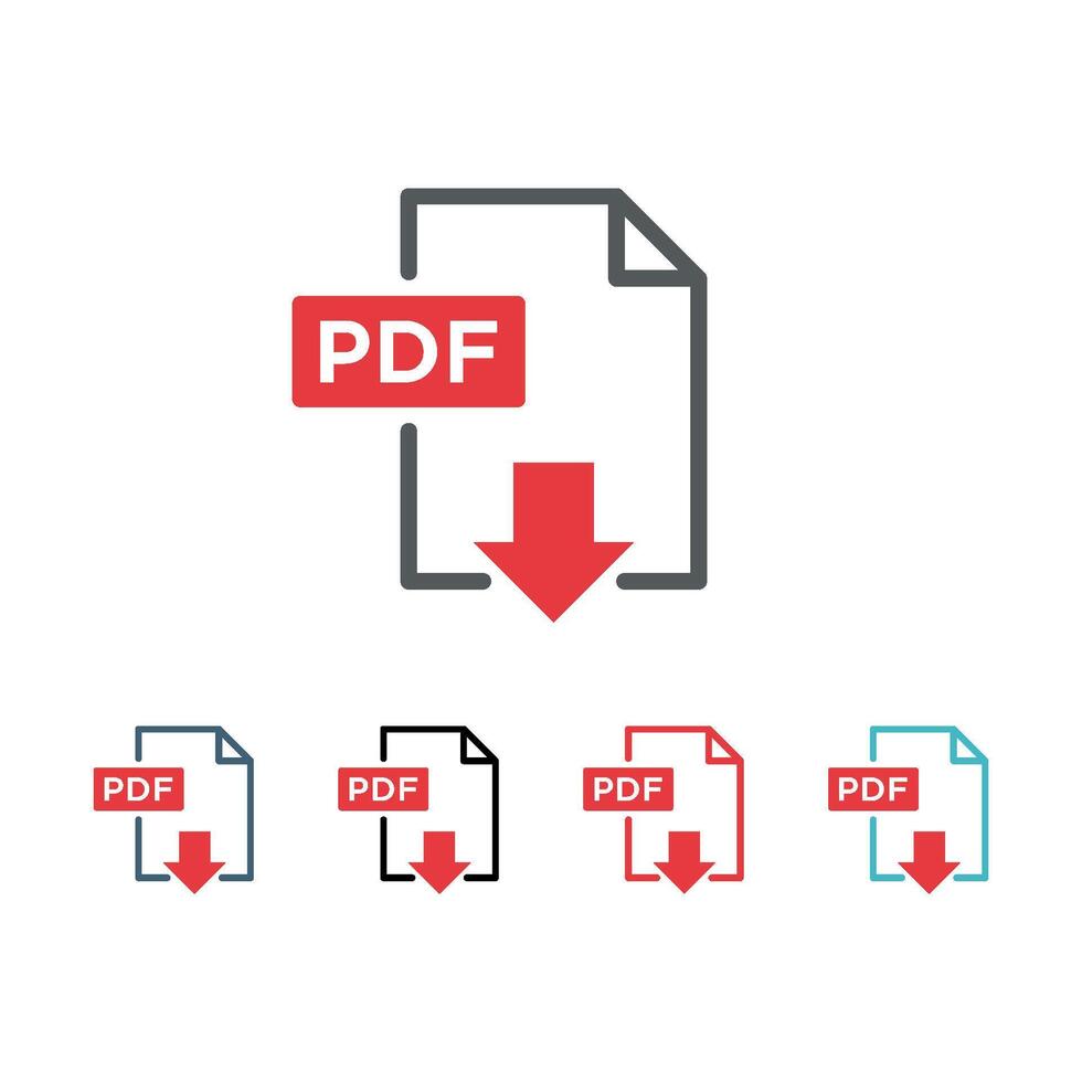 Set Red PDF Document Download Icon Logo Template Illustration Design. EPS 10. vector