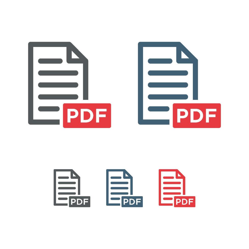 Set Red Black PDF Document Download Icon Logo Template Illustration Design. EPS 10. vector