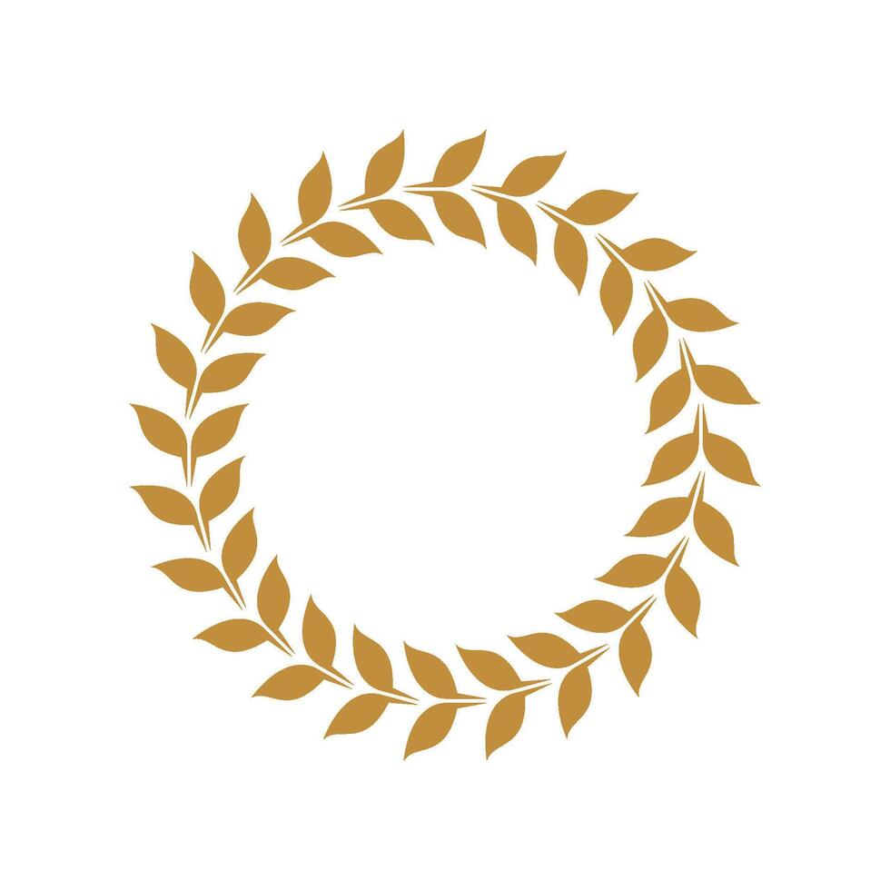 Initial Circular Border Gold Wheat Laurel Logo Template Illustration Design. EPS 10. vector