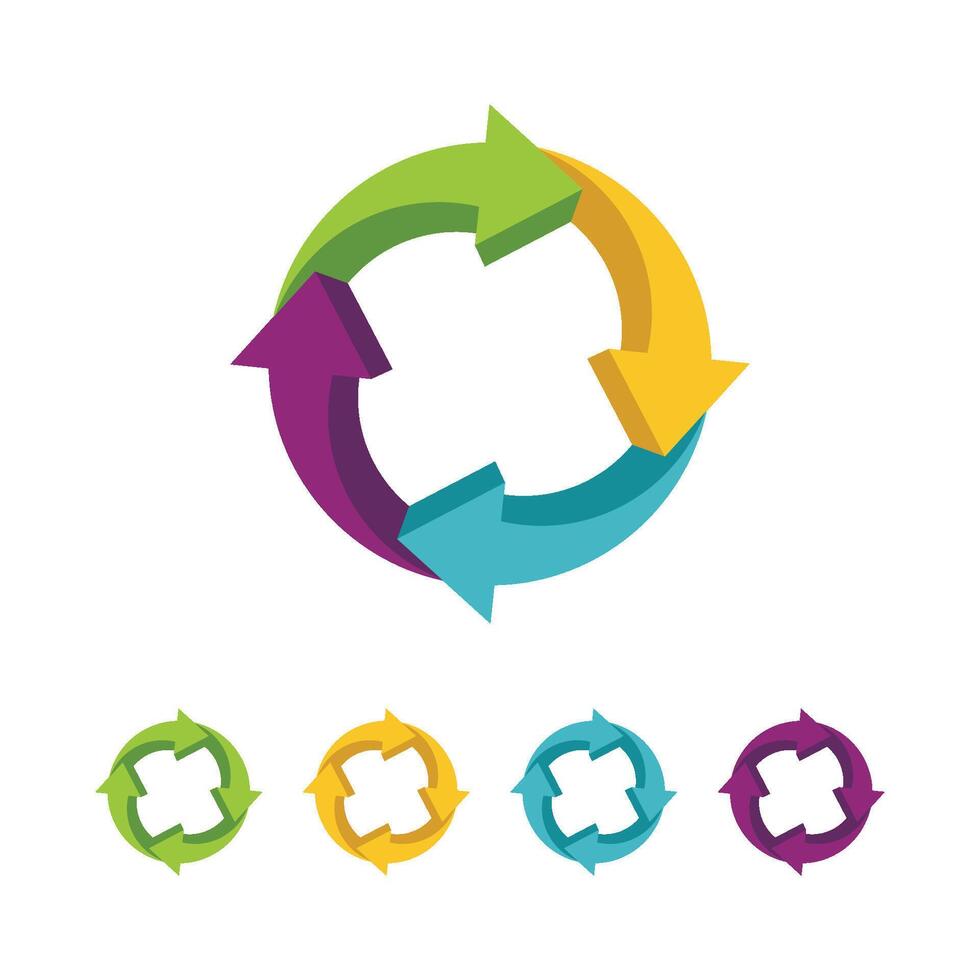 Set Colorful Circle Arrow Logo Template Illustration Design. EPS 10. vector