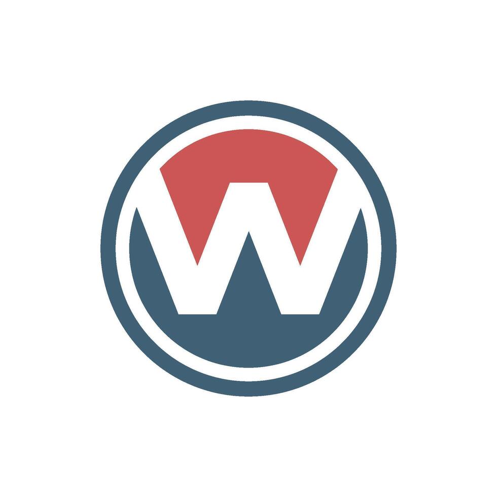 Two Color Circle Letter W Logo Template Illustration Design. EPS 10. vector