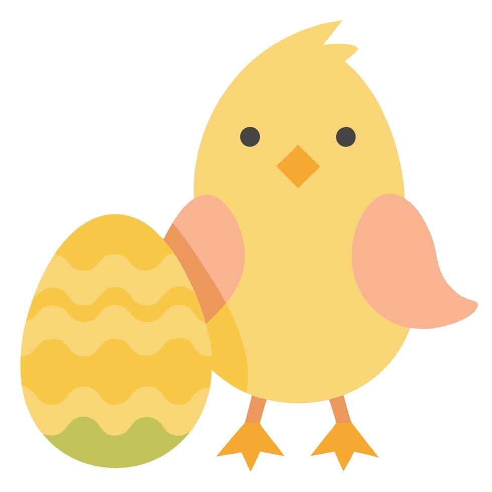 Adorable Easter Chick. Flat illustration, Perfect for Spring Cards and Designs bird vector