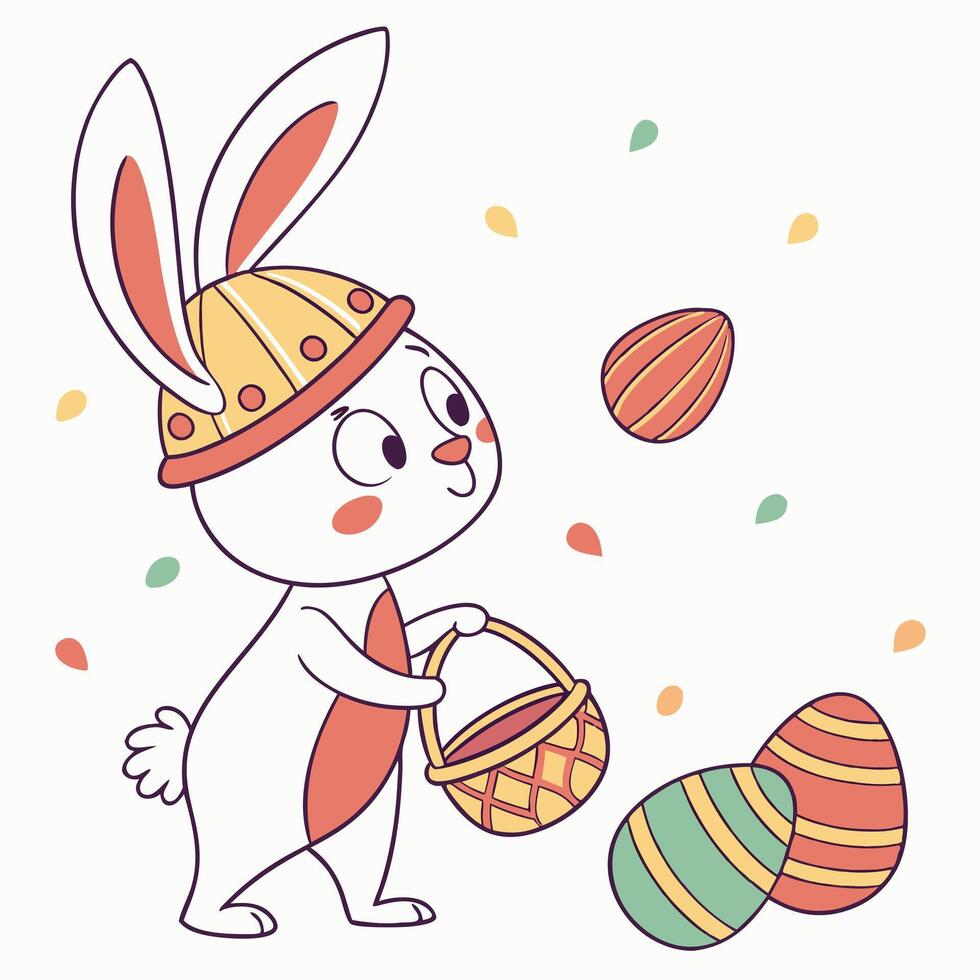 Adorable Festive Bunny. Flat Illustration Character Design hat art cute icon happy rabbit vector