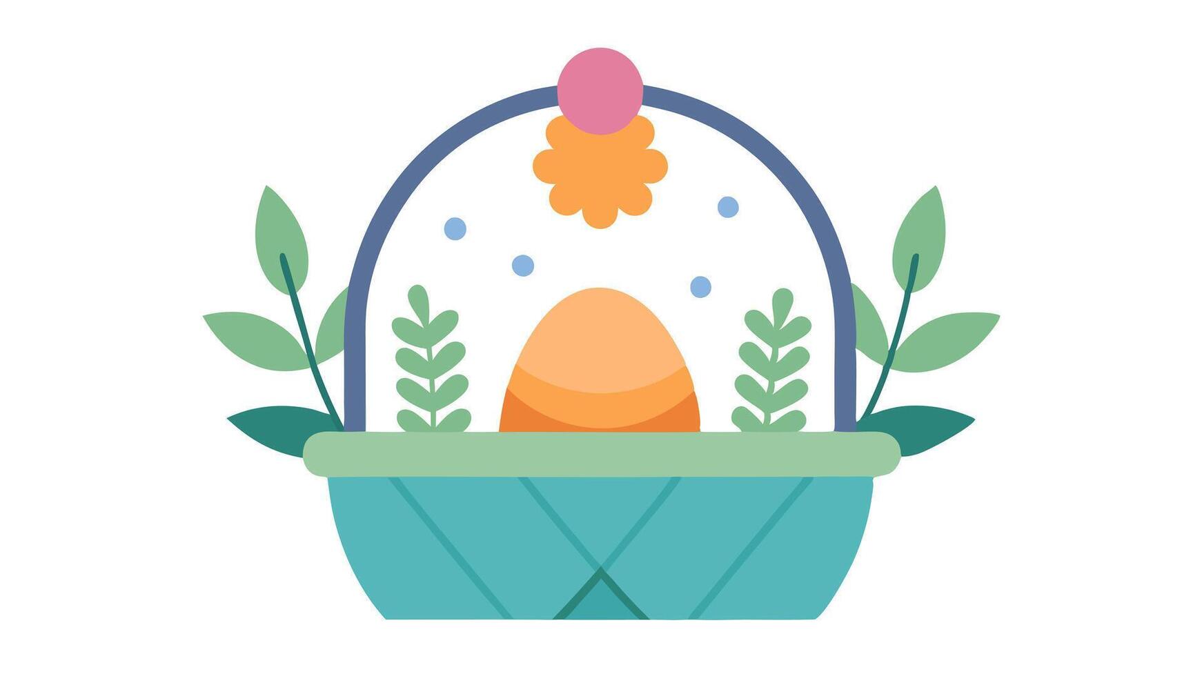 Minimalist Flat Easter Basket. Spring Holiday Design Element icon eggs cute card clean vector