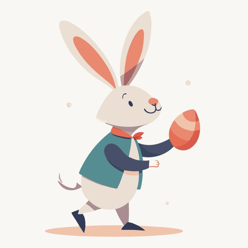 Playful Easter Bunny Character. Flat Design Illustration fun cute icon kids happy image vector