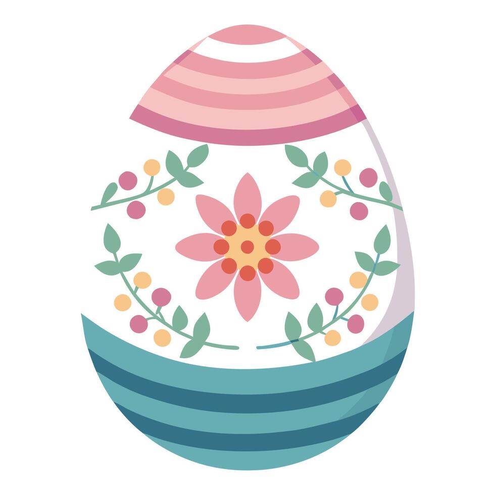 Intricate Floral Easter Egg. Flat illustration Design, Festive Spring Pattern art cute happy vector