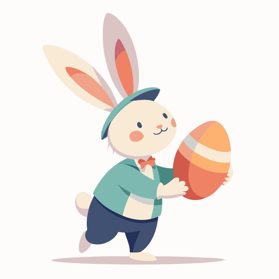 Playful Easter Bunny. Flat Illustration for Festive Designs fun cute icon happy image vector