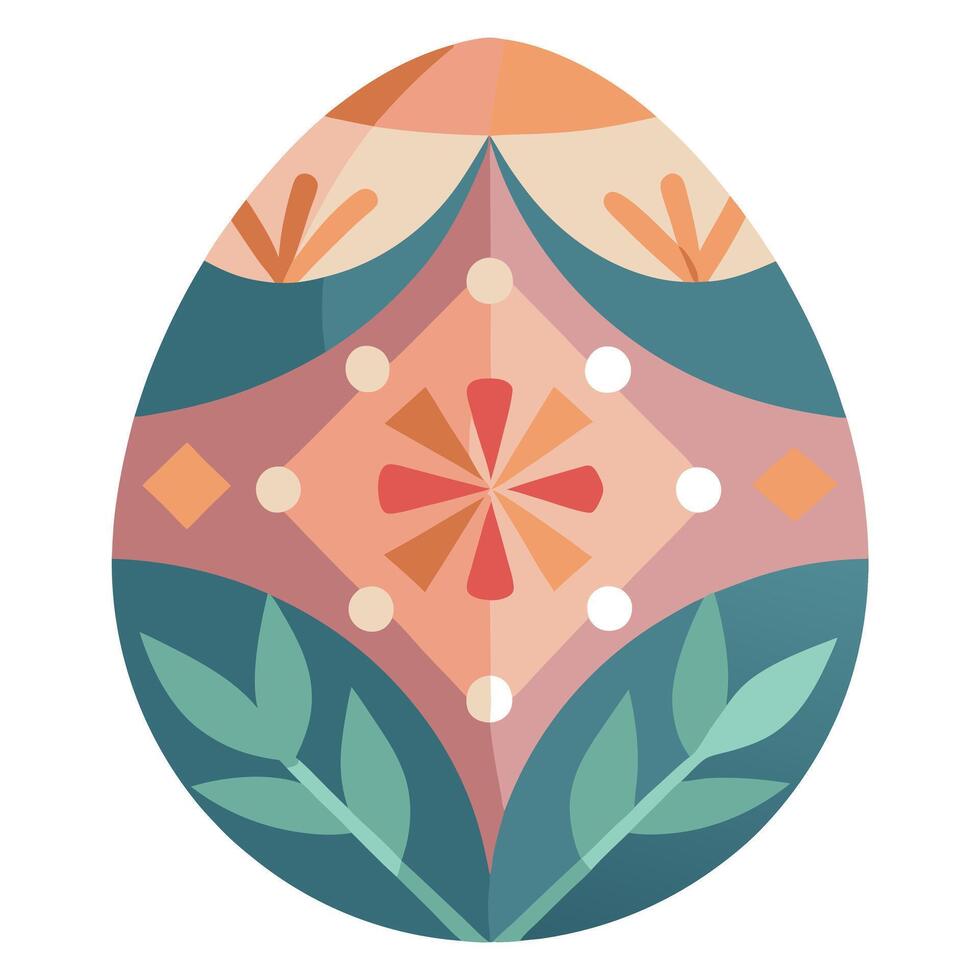 Modern Flat Easter Egg Design. Minimalist Spring Festive Icon cute card shape bunny chick vector