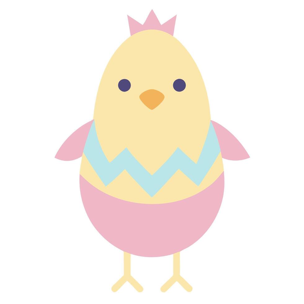 Pastel Easter Chick. Modern and Simple Flat illustration cute card icon pink blue vector