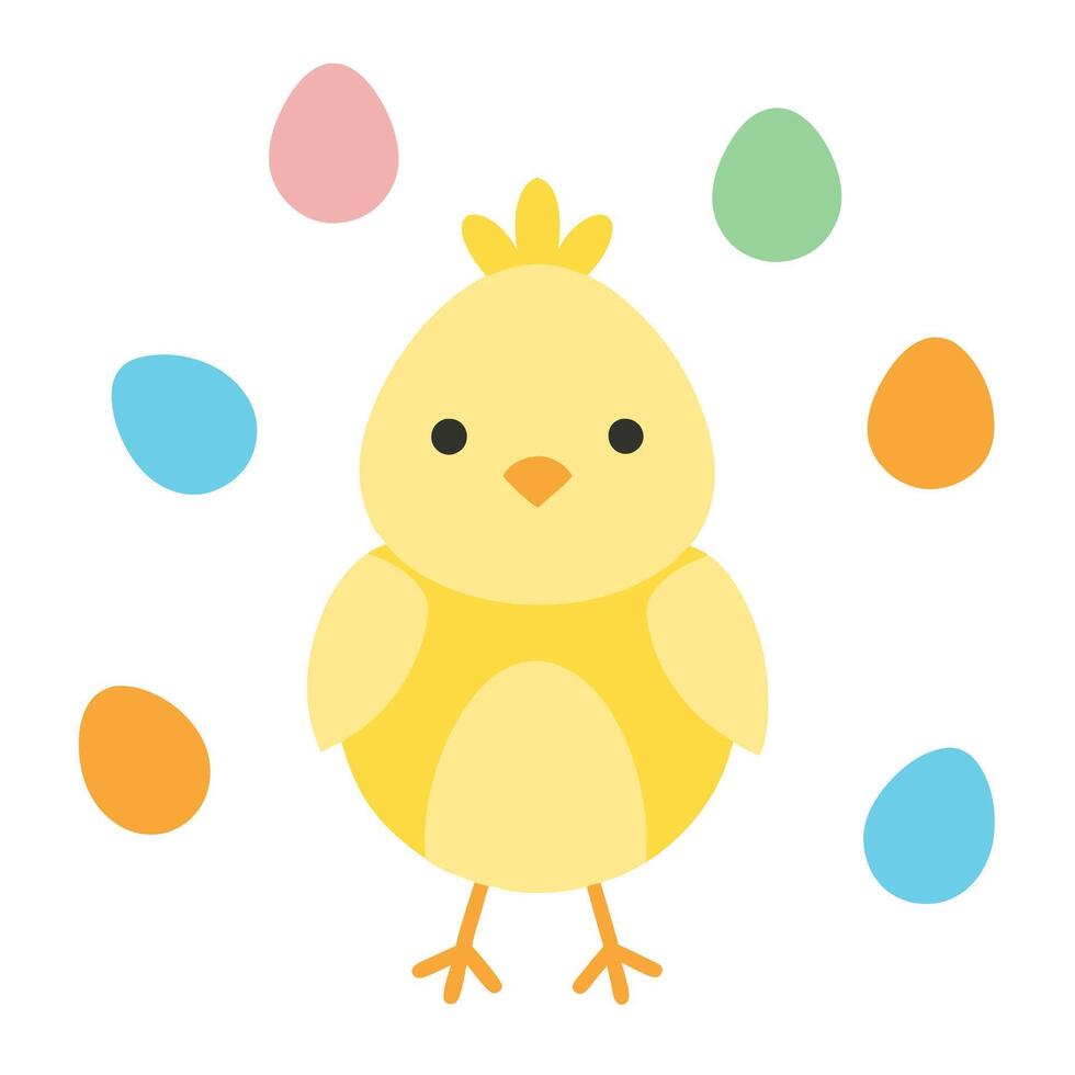 Adorable Baby Chick. Simple and Charming Flat illustration pet bird cute farm kids vector