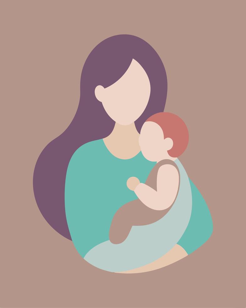 Happy Mothers Day Illustration Mother Cradling Her Baby In A Quiet Afternoon vector