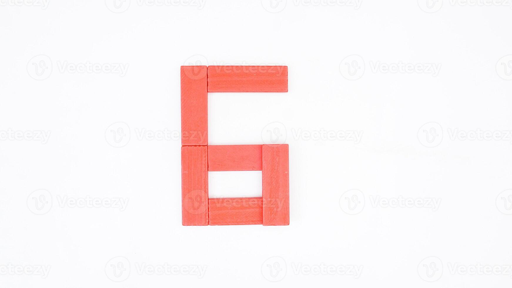 Letter G from red color wood block isolated on white background photo