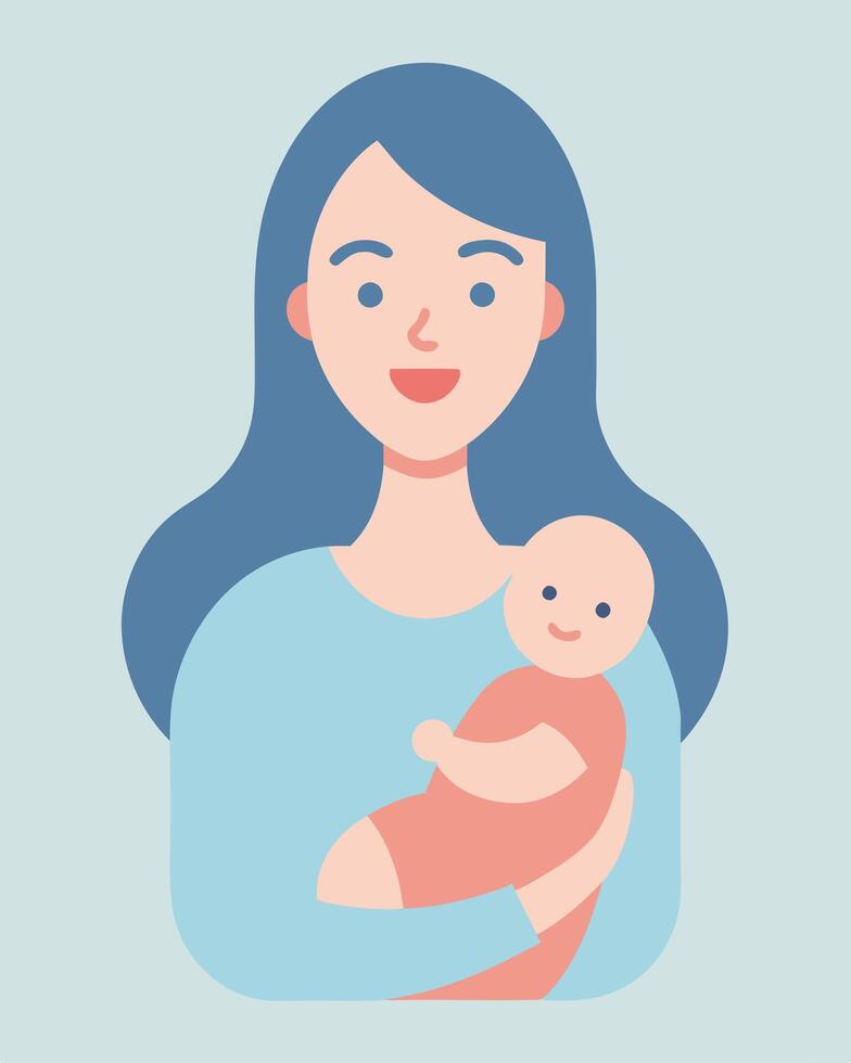 Happy Mothers Day Illustration Mother Cradling Her Baby With A Tender Smile In A Cozy Environment vector