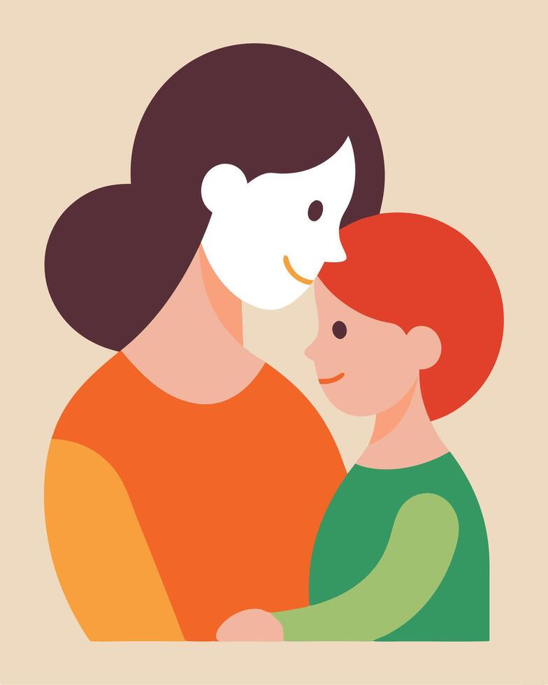 Mothers Day Artwork of Mother and Child Sharing a Delightful Moment Together vector