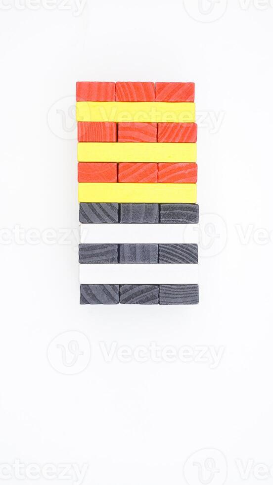 Board game wooden blocks isolated on white background photo