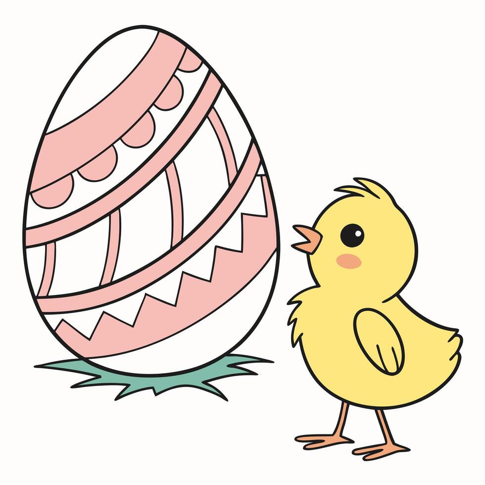 Pastel Easter Egg. A Delightful Flat Illustration for Spring joy cute card bunny chick vector