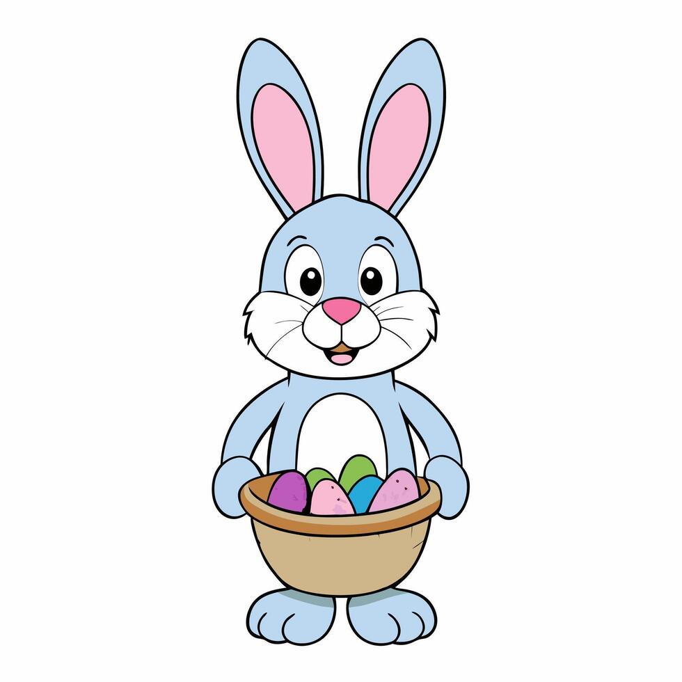 Adorable Easter Bunny Flat Illustration. Spring Festive Design art cute happy sweet image vector