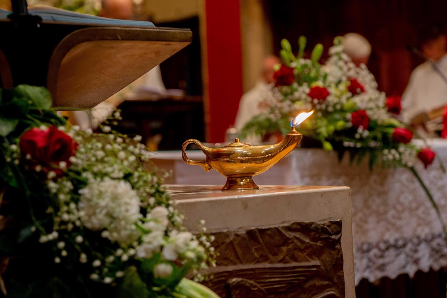 Ampoule that creates light for religious functions photo
