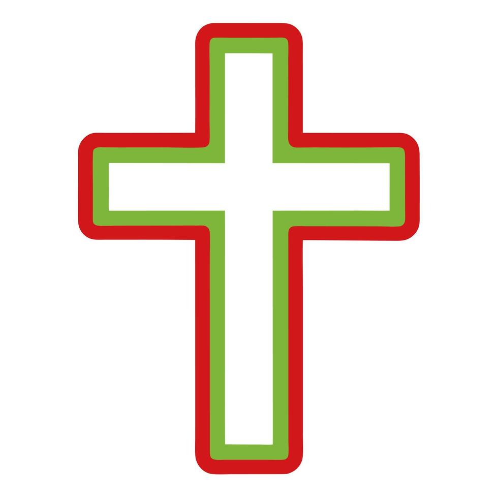 Elegant Green Easter Cross. Simple Flat illustration for Spring icon hope holy card vector