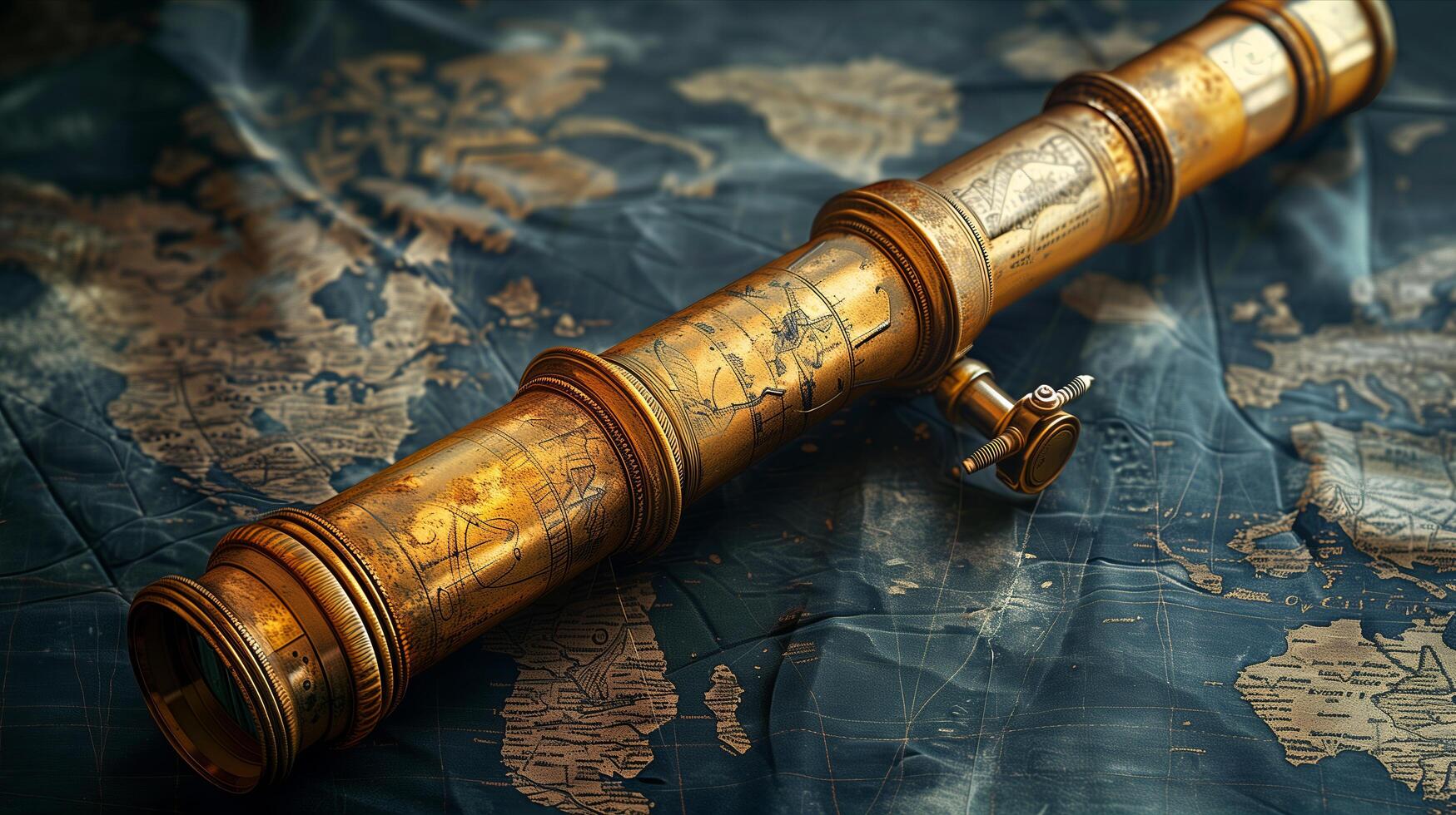 A telescope is on top of a map photo