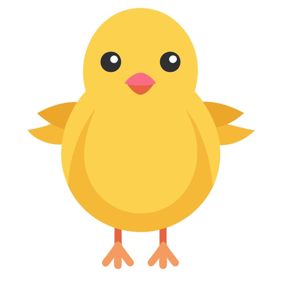 Playful Chick. Sleek Minimalist illustration bird cute flat icon farm bird happy vector