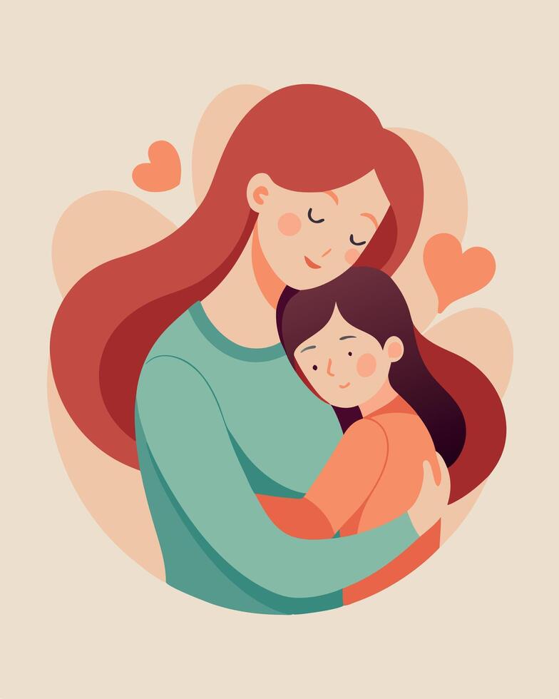 Heartwarming Mother Embrace. A Tender Celebration of Love on Mothers Day vector