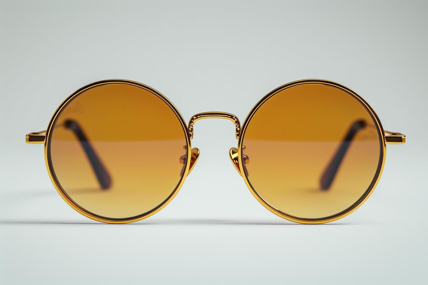 Sunglasses with gold frames and brown lenses photo