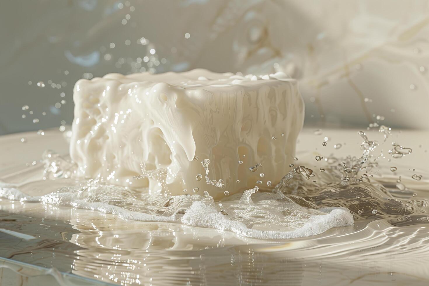 A piece of soap is sitting on a table photo