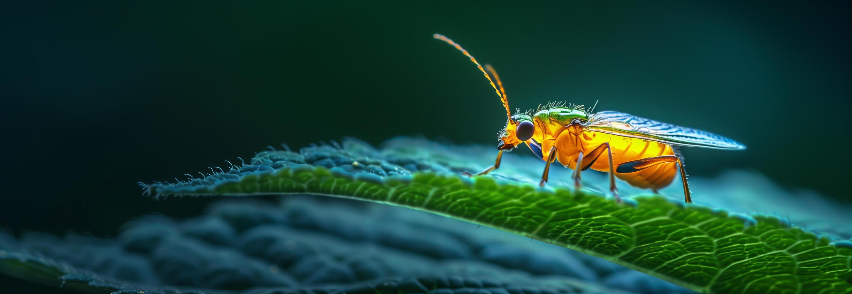 A bug is sitting on a leaf photo