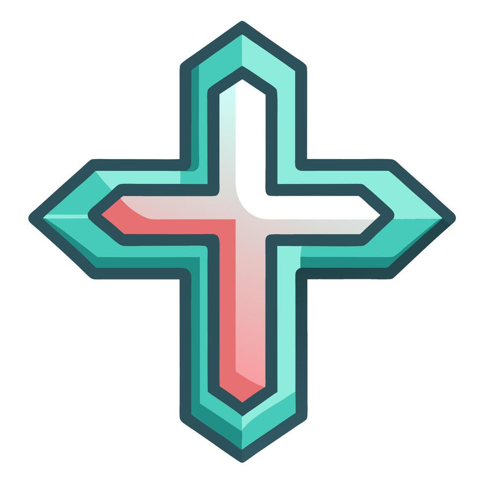Elegant Curved Cross Icon. Minimalist Flat illustration Design hope love logo faith clean lines vector