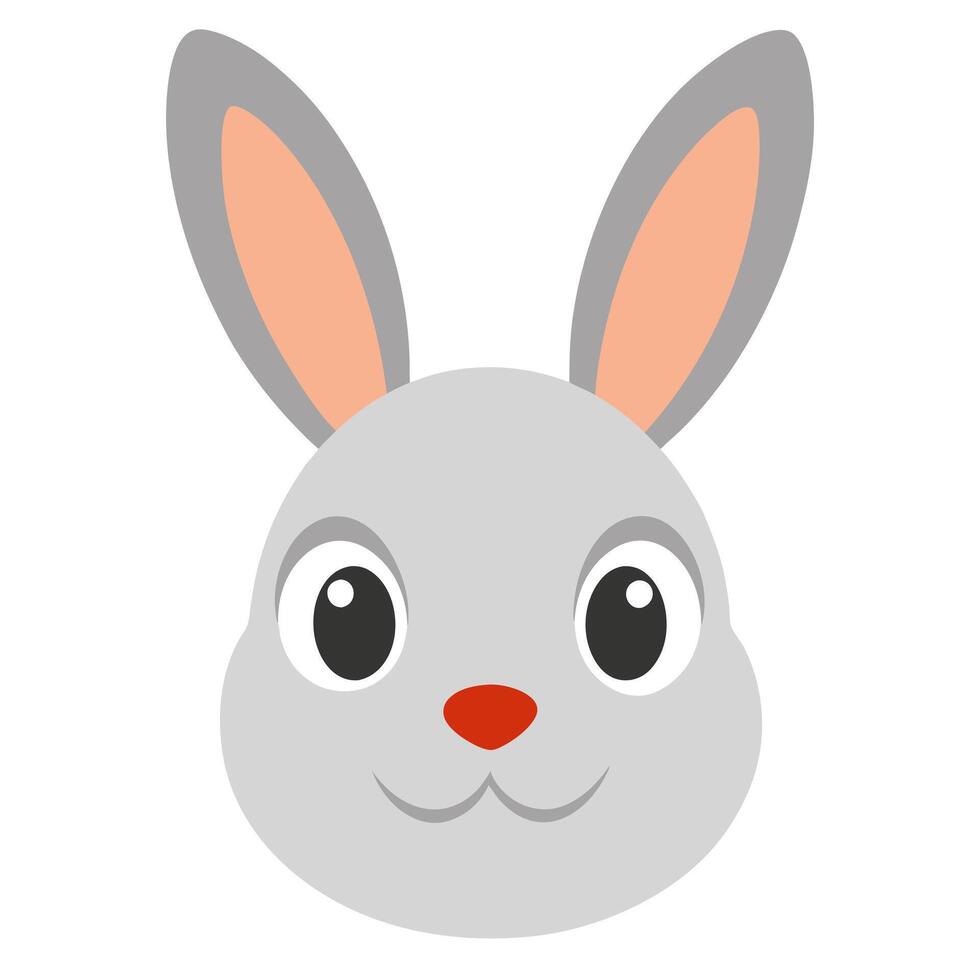 Adorable Bunny Face. Expressive Eyes, Smooth Design, Flat illustration pet art cute vector