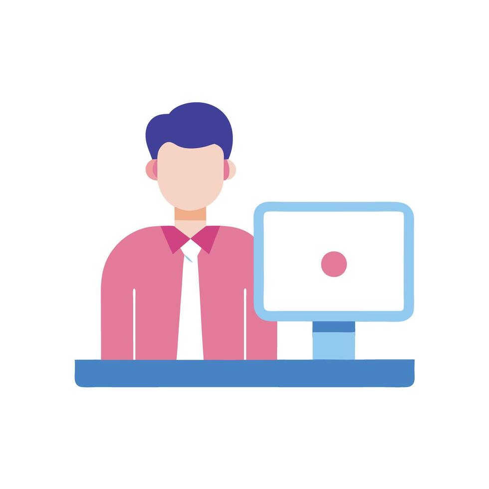 Efficient Employee Setting Up a Conference for Seamless Remote Collaboration vector