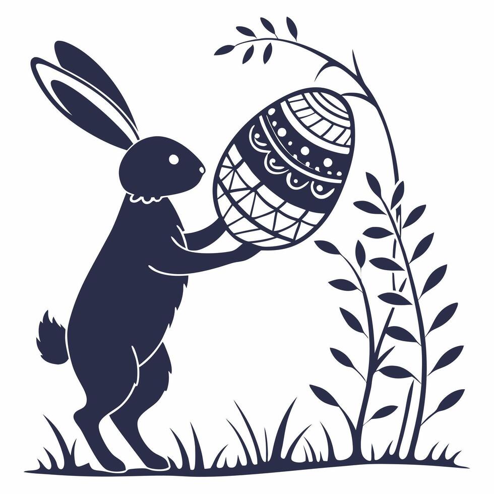 Minimalist Bunny Silhouette. Elegant Flat Illustration pet art cute icon logo hare vector