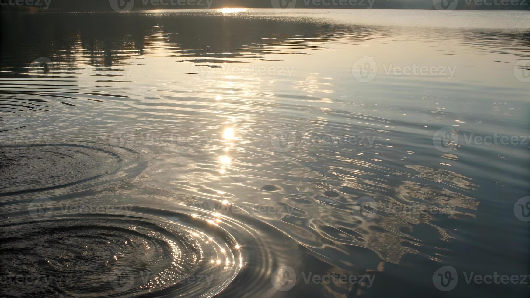 Sunlit water ripples glistening in serene lake scene for nature enthusiasts and photographers seeking tranquil outdoor backgrounds with golden reflections and calm waves photo