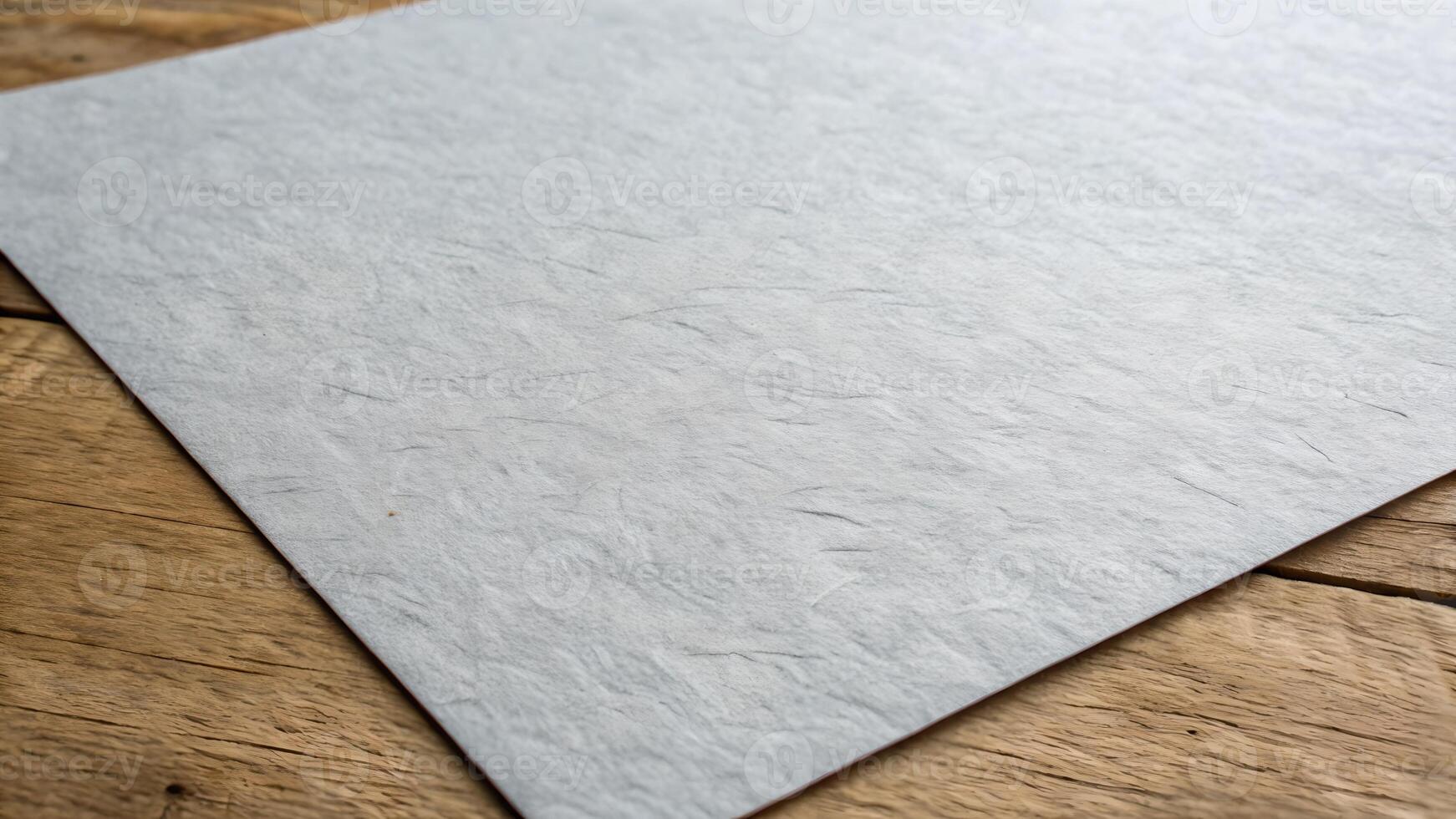 Textured gray paper sheet on rustic wooden table for creative designers and artists looking for high-quality backgrounds and textures to enhance their projects with a natural, vintage feel. photo