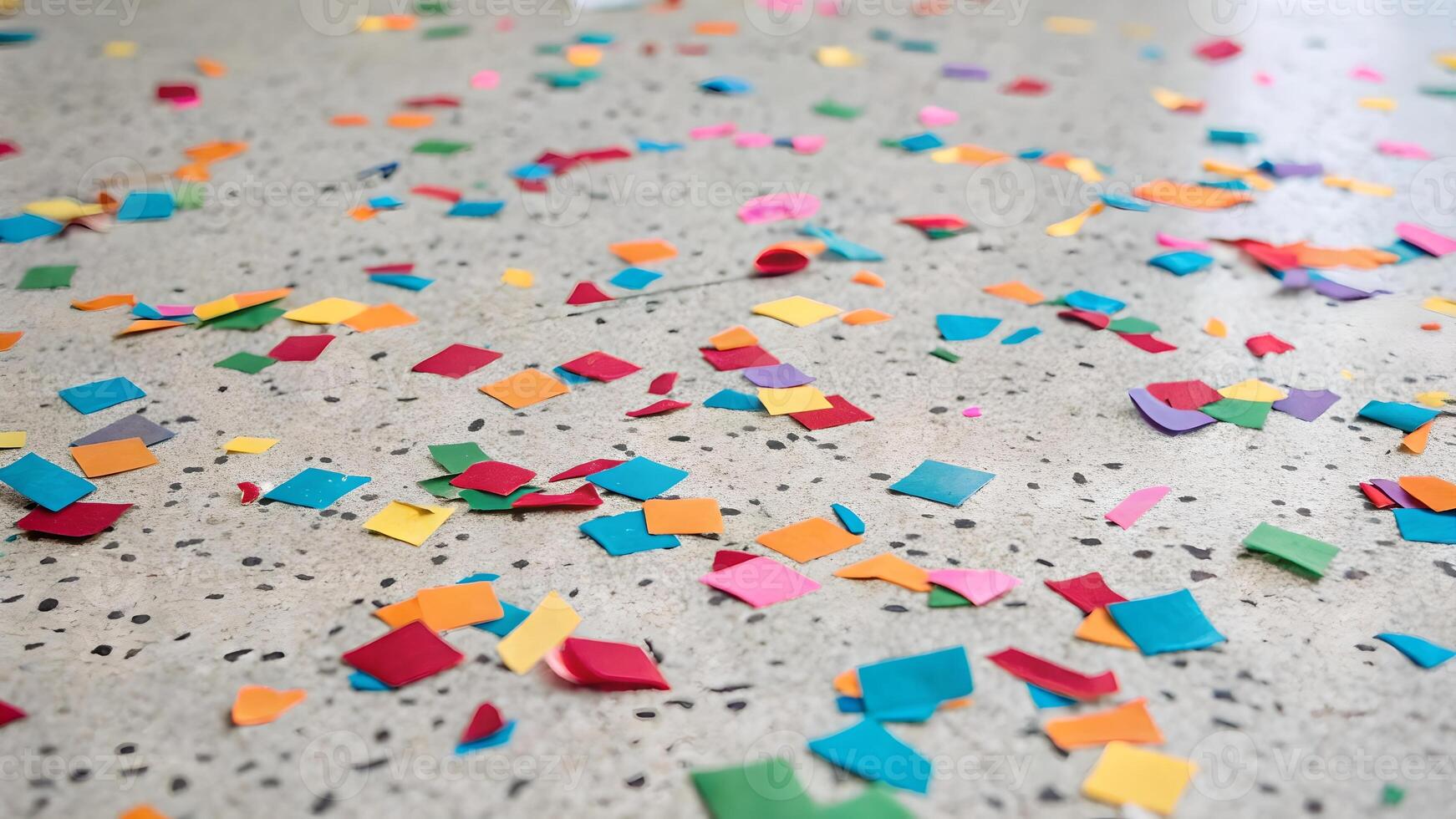 Colorful confetti scattered on floor for festive party decorations event planners photo