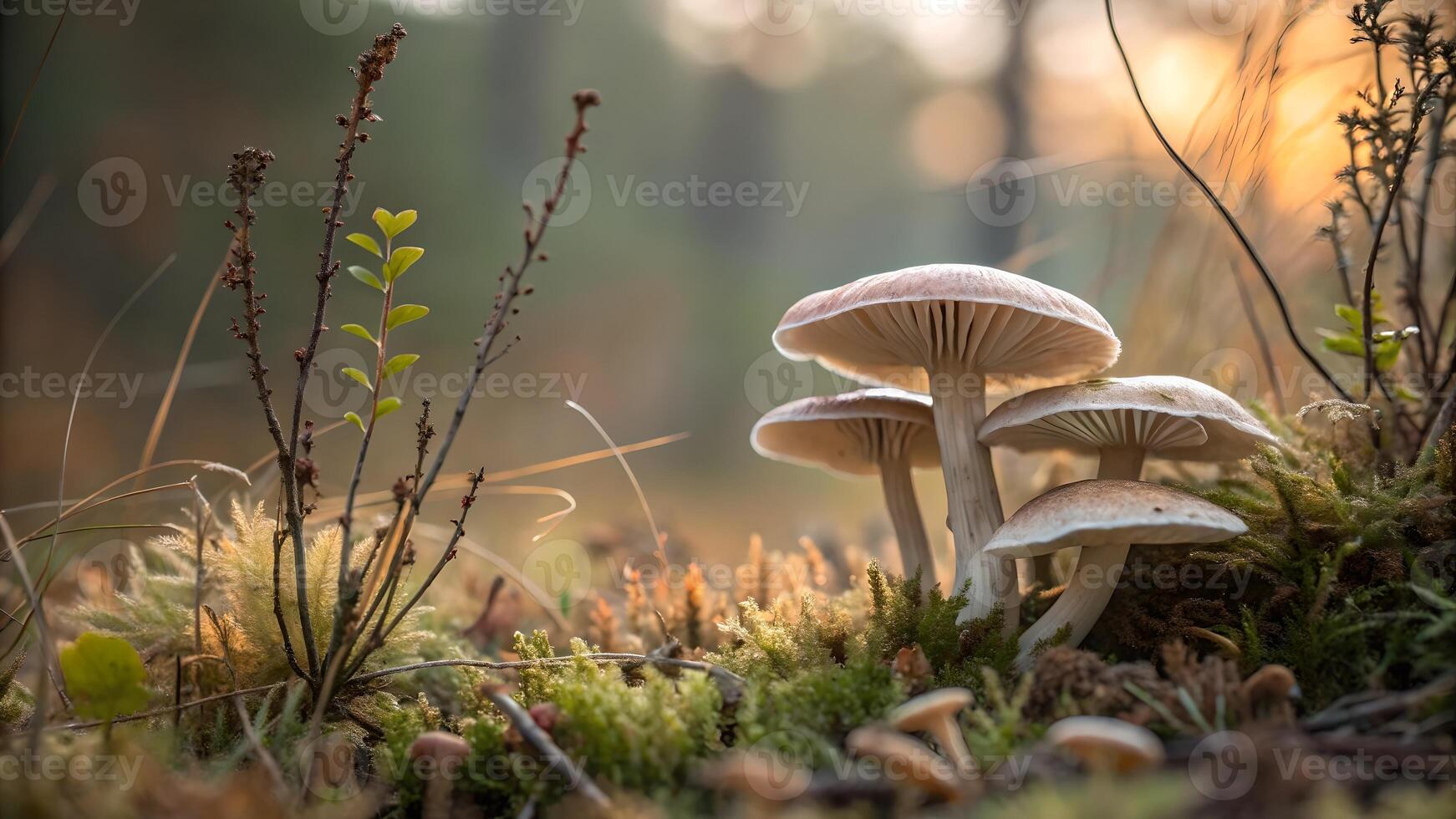 Mushrooms in Enchanted Forest Close-Up for Nature Lovers and Photography Enthusiasts, Capturing the Mystical Beauty of Wild Fungi in Their Natural Habitat with Soft Lighting and Vibrant Colors photo