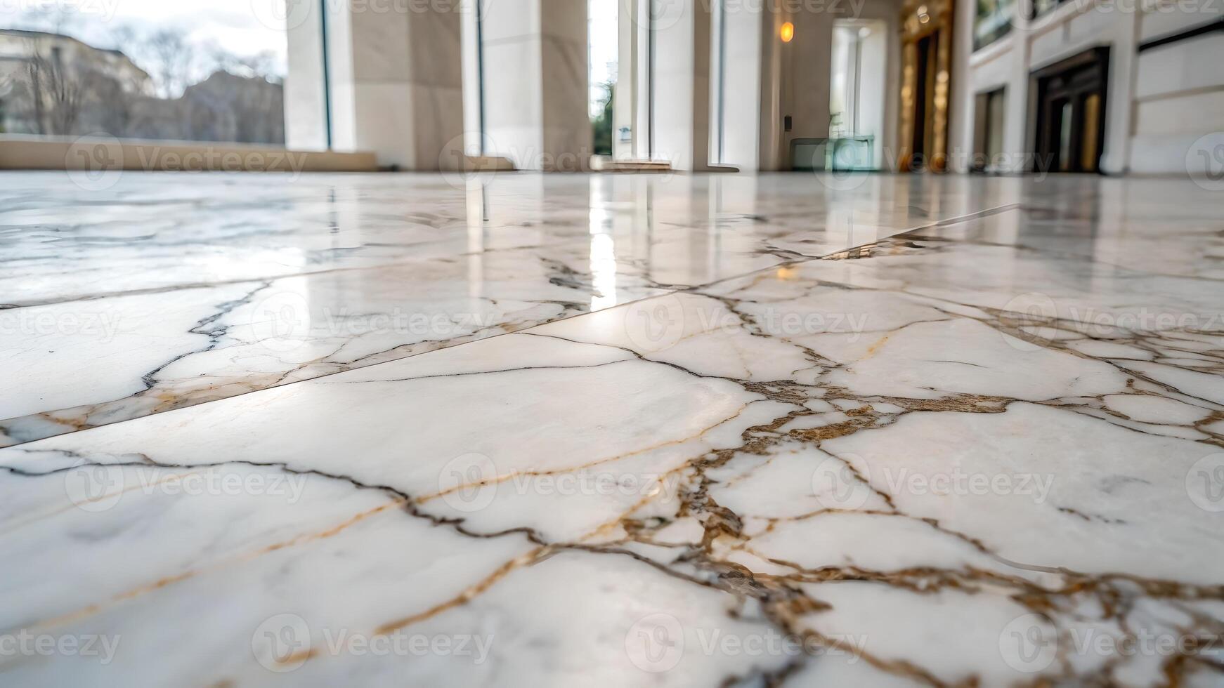 Luxurious Marble Flooring with Elegant Veins in Modern Lobby for Interior Designers and Home Decor Enthusiasts photo
