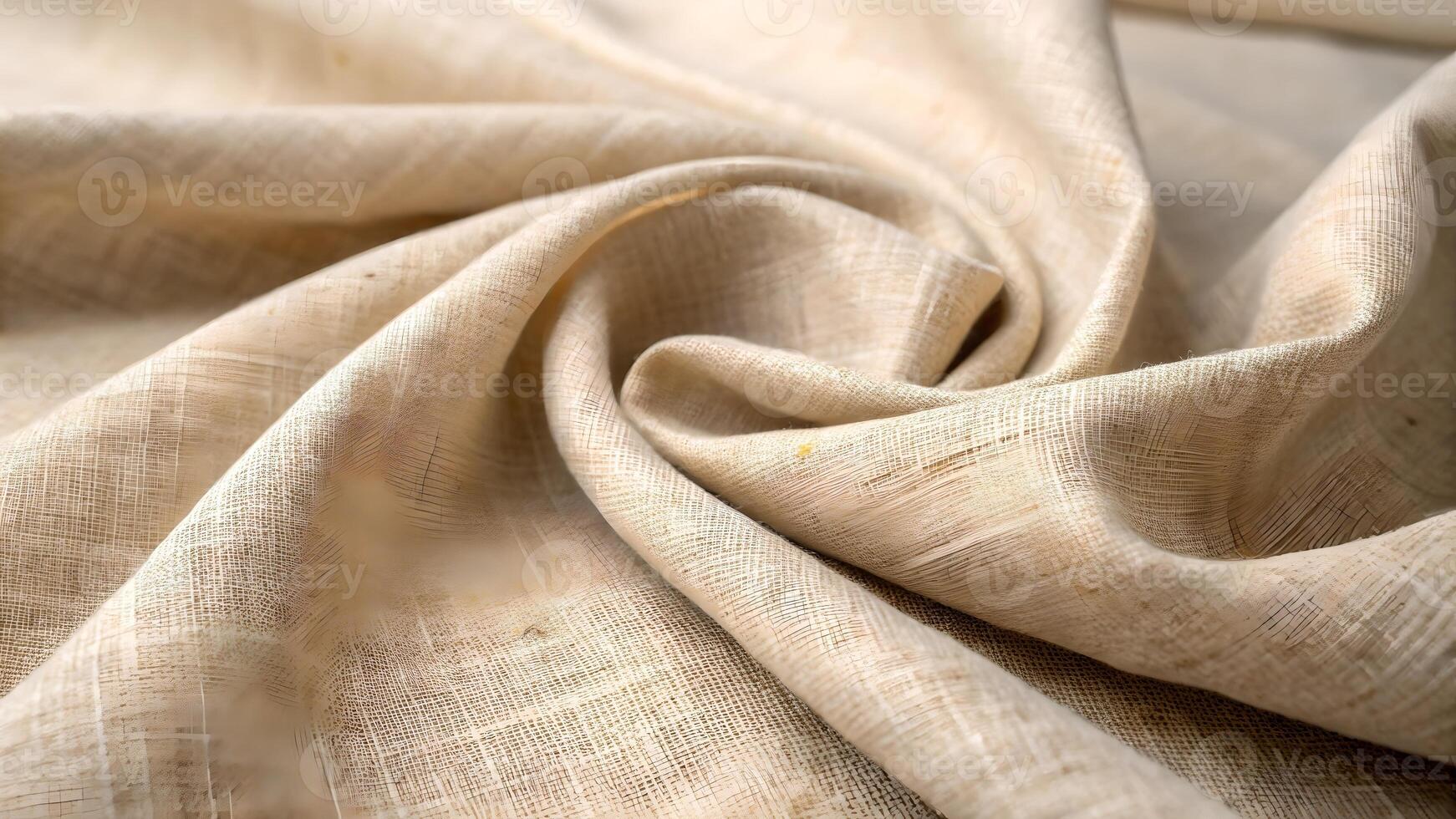 Beige Linen Fabric Softly Draped for Home Decor Designers and DIY Enthusiasts Seeking Natural Textures and Neutral Tones for Cozy Interiors photo