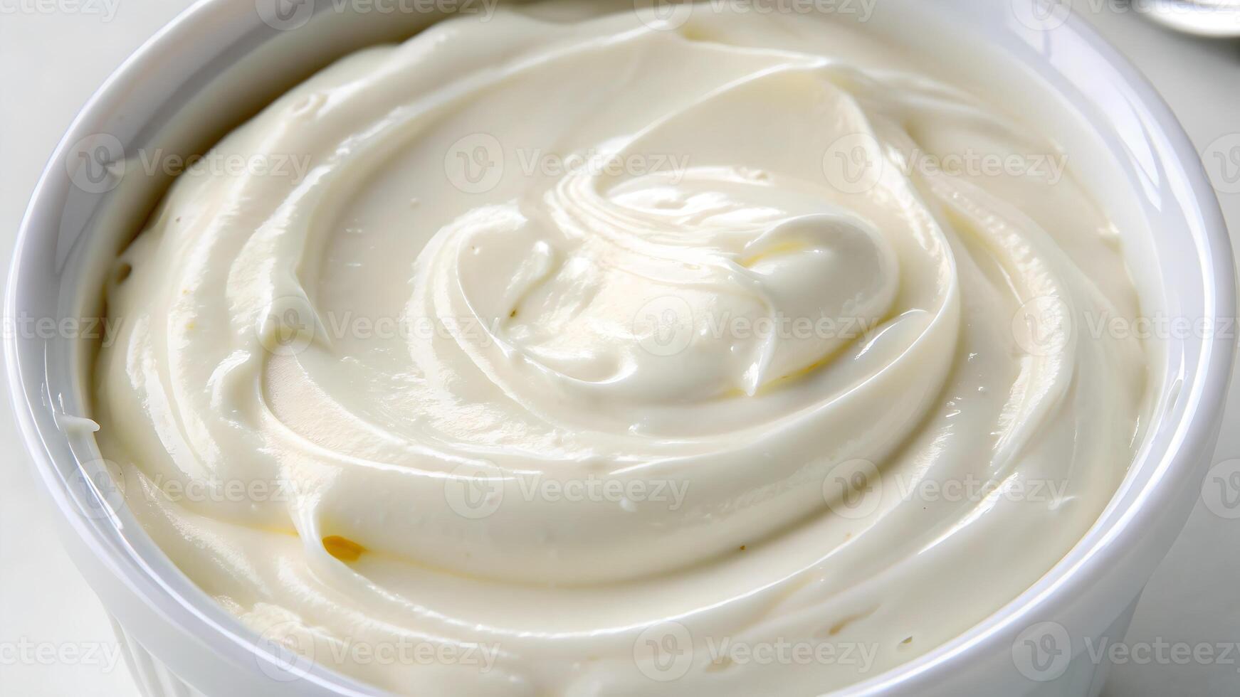 Creamy whipped cream swirl in white bowl for dessert lovers. Perfect for food bloggers, recipe creators, and culinary enthusiasts seeking high-quality images to enhance their content. photo