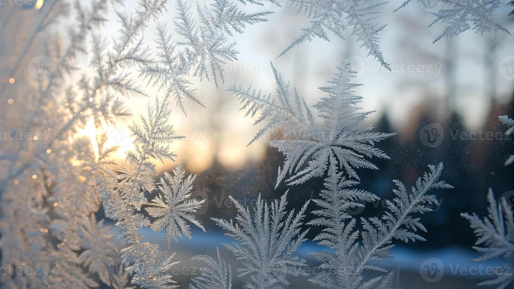 Frosty Window Patterns Stunning Winter Scene for Nature Lovers and Seasonal Decor Enthusiasts photo